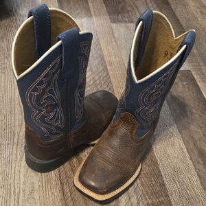 Kids Western Cowboy Boots - Brown and Blue